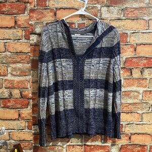 Striped Navy and Gray Women's Sweater